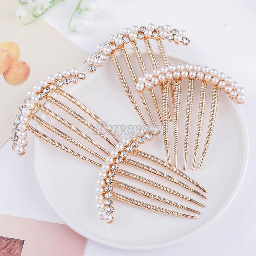 Lược Cài Tóc Đính Đá Và Ngọc Trai Nhân Tạo Thời Trang