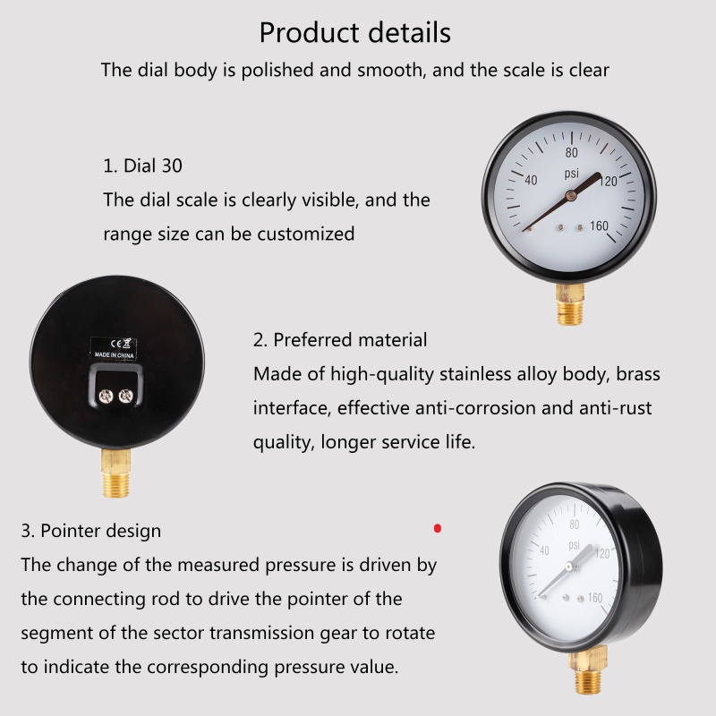 Đồng Hồ Đo Áp Suất Không Khí 1 4 Inch Đường Kính 80mm Chuyên Dụng