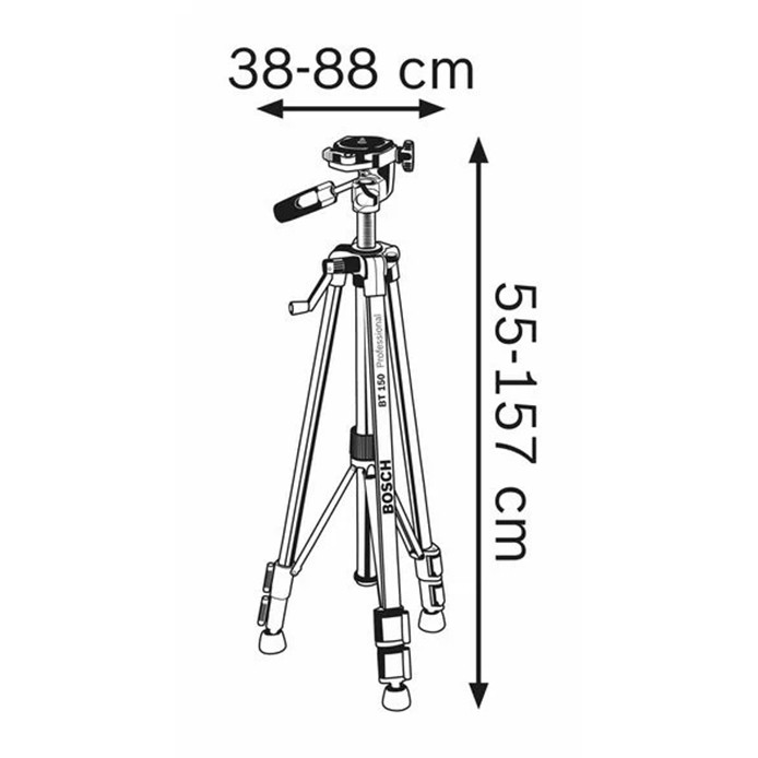 Giá đỡ ba chân xây dựng Bosch BT 150 1/4" dùng cho máy ảnh, điện thoại, máy đo khoảng cách dùng tia laser......
