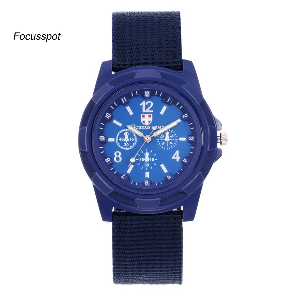 【Focusspot.SYB】Military Men Gemius Swiss Army Sport Round Dial Quartz Nylon Band Wrist Watch