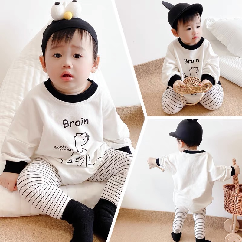 Áo liền quần cotton tay dài thời trang dễ thương cho trẻ sơ sinh