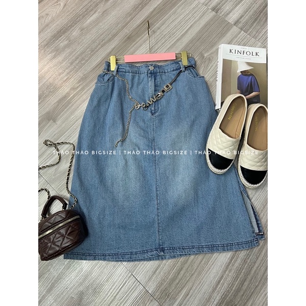 CHÂN VÁY JEAN KÈM ĐAI XÍCH WANG - MÚP BIGSIZE 60-100KG