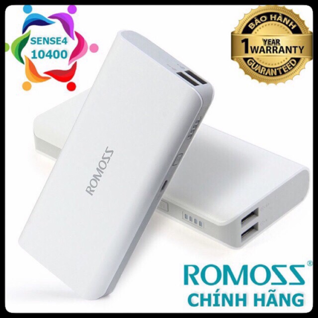 Pin sạc dự phòng Romoss SENSE 4 10400 mAh ( Trắng ) Chính Hãng