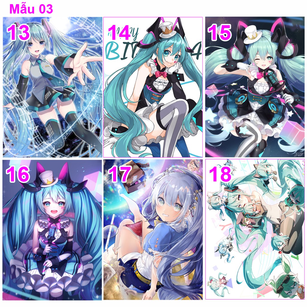 Poster/ tranh dán tường anime Vocaloid nhân vật Hatsune MIKU (nhiều mẫu)