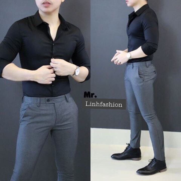 Áo sơ mi Nam có big size dài tay trơn cao cấp công sở