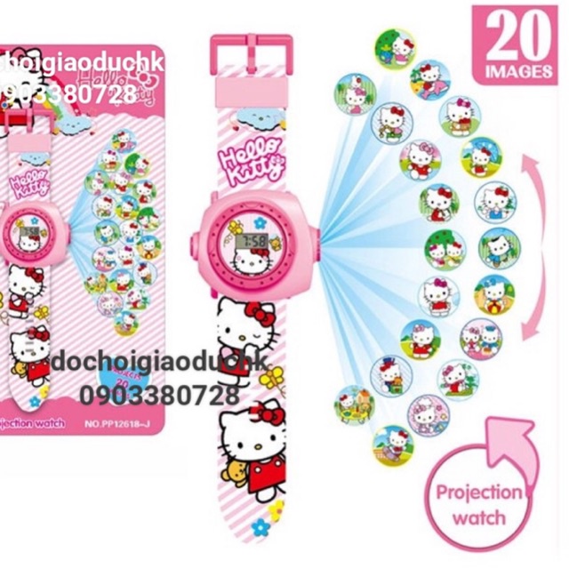 Đồ Chơi Đồng hồ đeo tay chiếu tường Mèo Hello Kitty