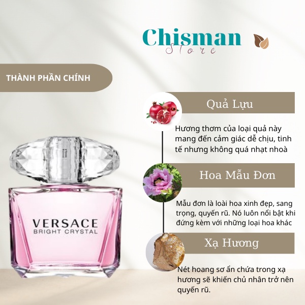 Nước hoa nữ Versace Bright Crystal EDT 90ml- Mùi hương ngọt ngào, quyến rũ và tinh tế- Chisman
