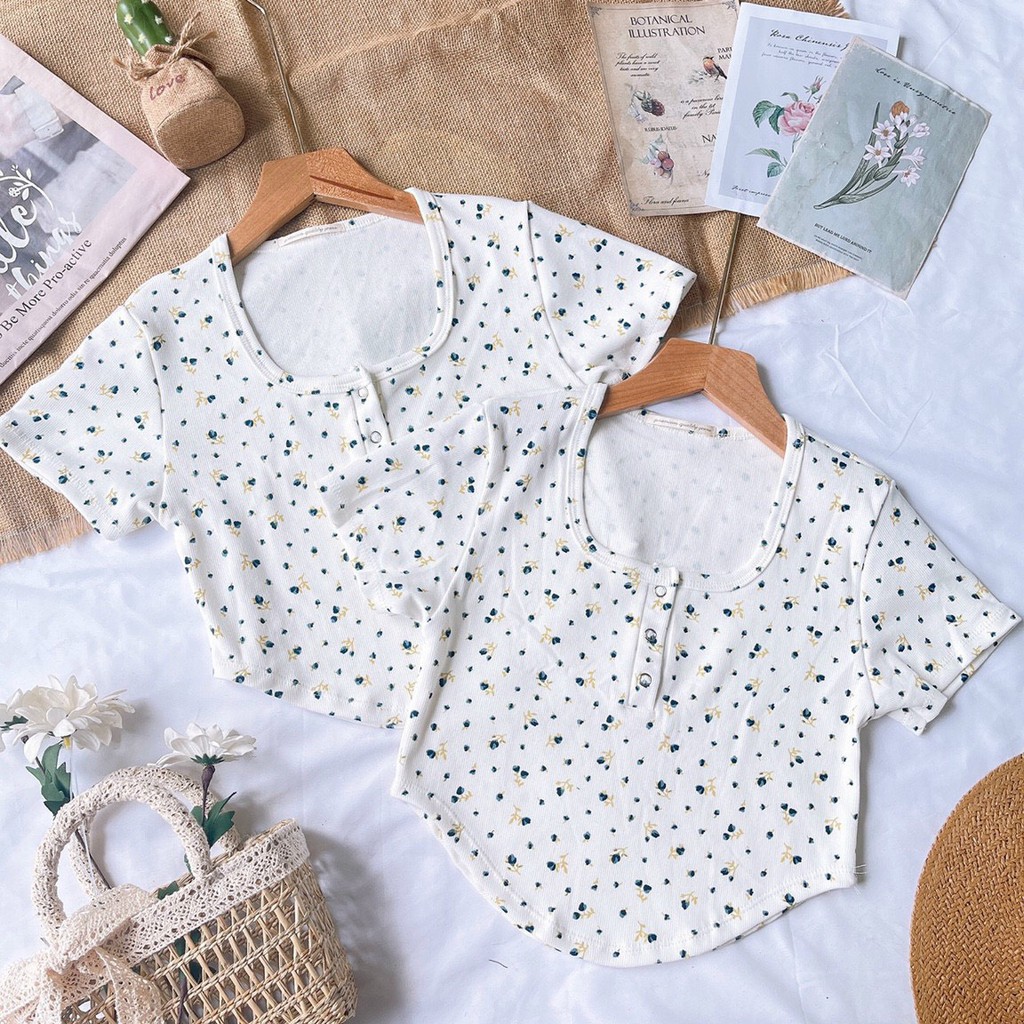 áo hoa xinh nút bấm vạt bầu ảnh thật