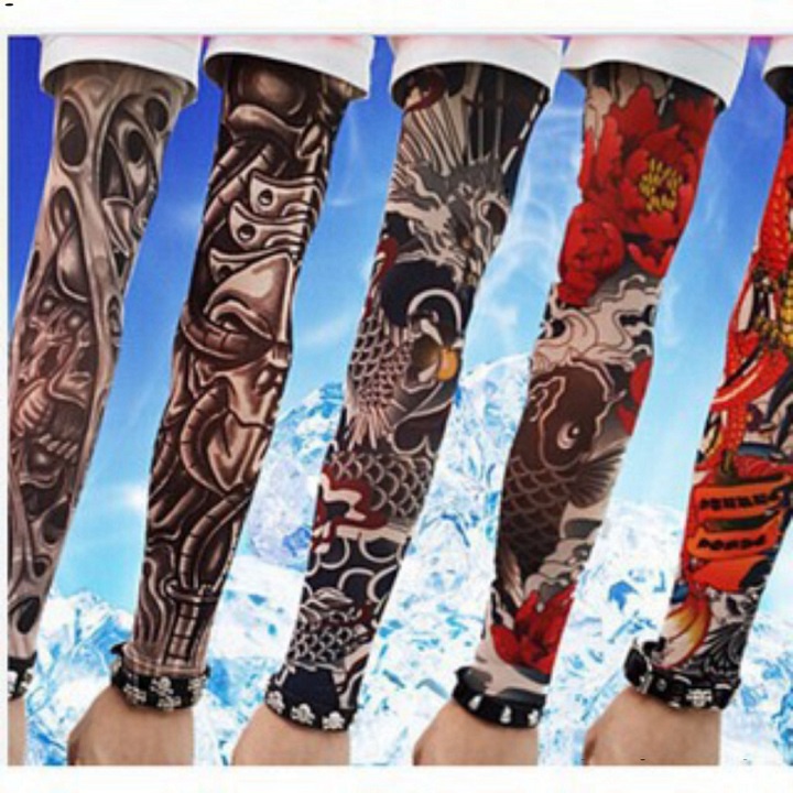 [Nhiều màu]Găng tay chống nắng họa tiết in hình xăm Tatto nam nữa, chống bụi, chống tia uv hiệu quả, tiện lợi