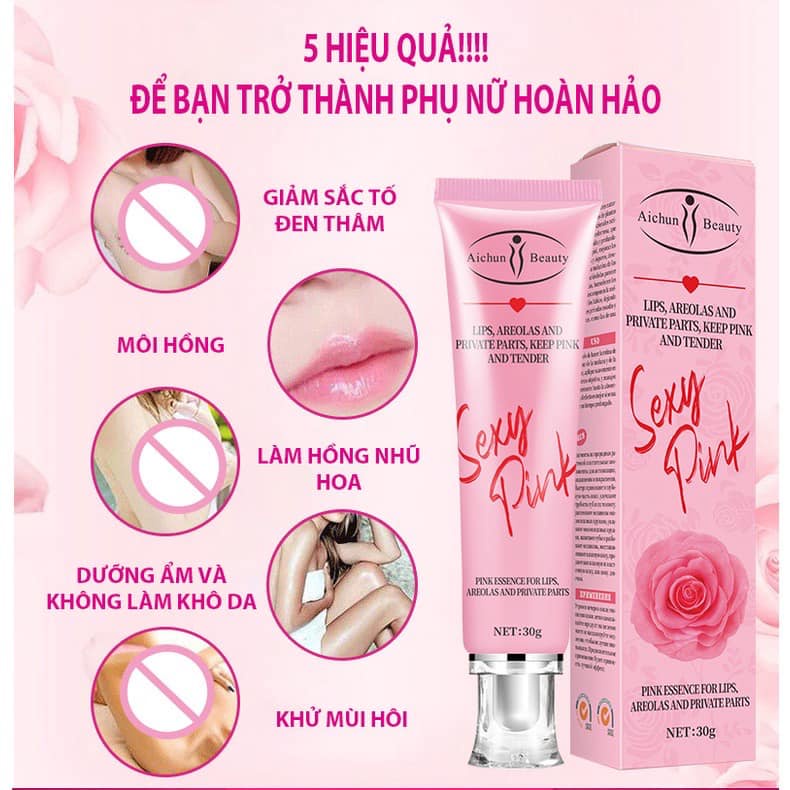 KEM LÀM HỒNG NHŨ HOA, HỒNG BIKINI, GIẢM THÂM NÁCH HIỆU QUẢ AICHUN SEXY PINK WHITENING CREAM 30G CHÍNH HÃNG - 11509