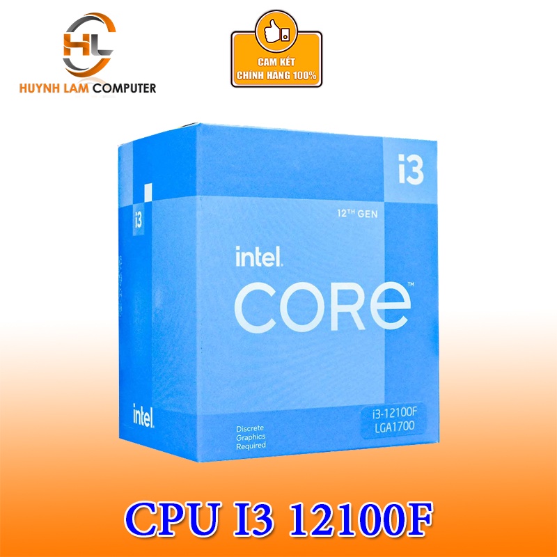 CPU Intel Core i3 12100F 3.3GHz Turbo 4.3GHz, 4 Nhân 8 Luồng, 12MB, LGA 1700 Chính hãng Viễn Sơn