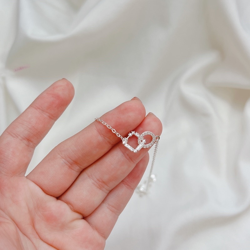 Dây chuyền bạc nữ DaLiA Jewelry vòng cổ bạc hình vuông tròn lồng vào nhau cá tính basic đẹp chuẩn bạc thật không gỉ