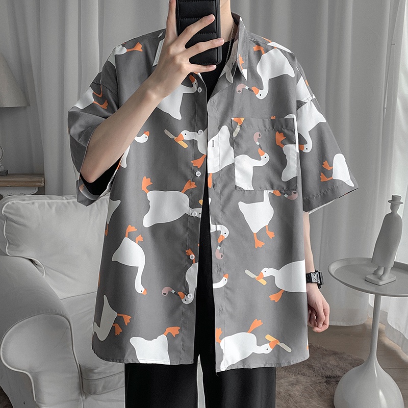 Áo Sơ Mi Tay Ngắn Dáng Rộng In Họa Tiết Thời Trang Mùa Hè Dành Cho Nam