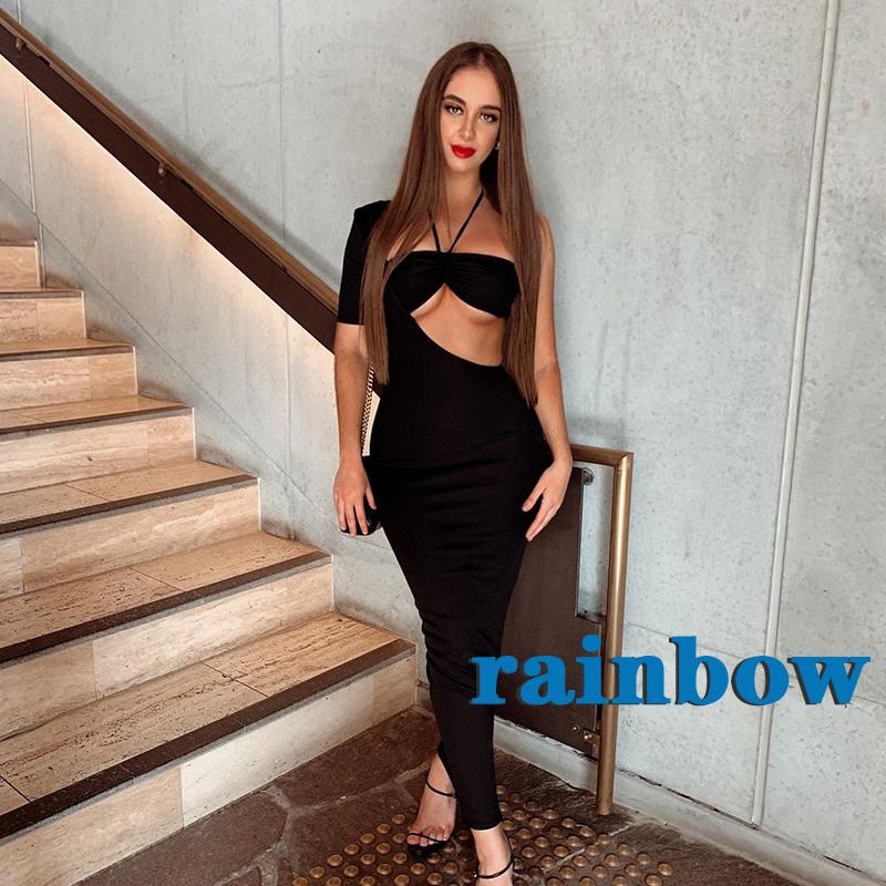 Đầm Maxi Nữ Ngắn Tay Cổ Tròn Khoét Lỗ Màu Cầu Vồng | BigBuy360 - bigbuy360.vn