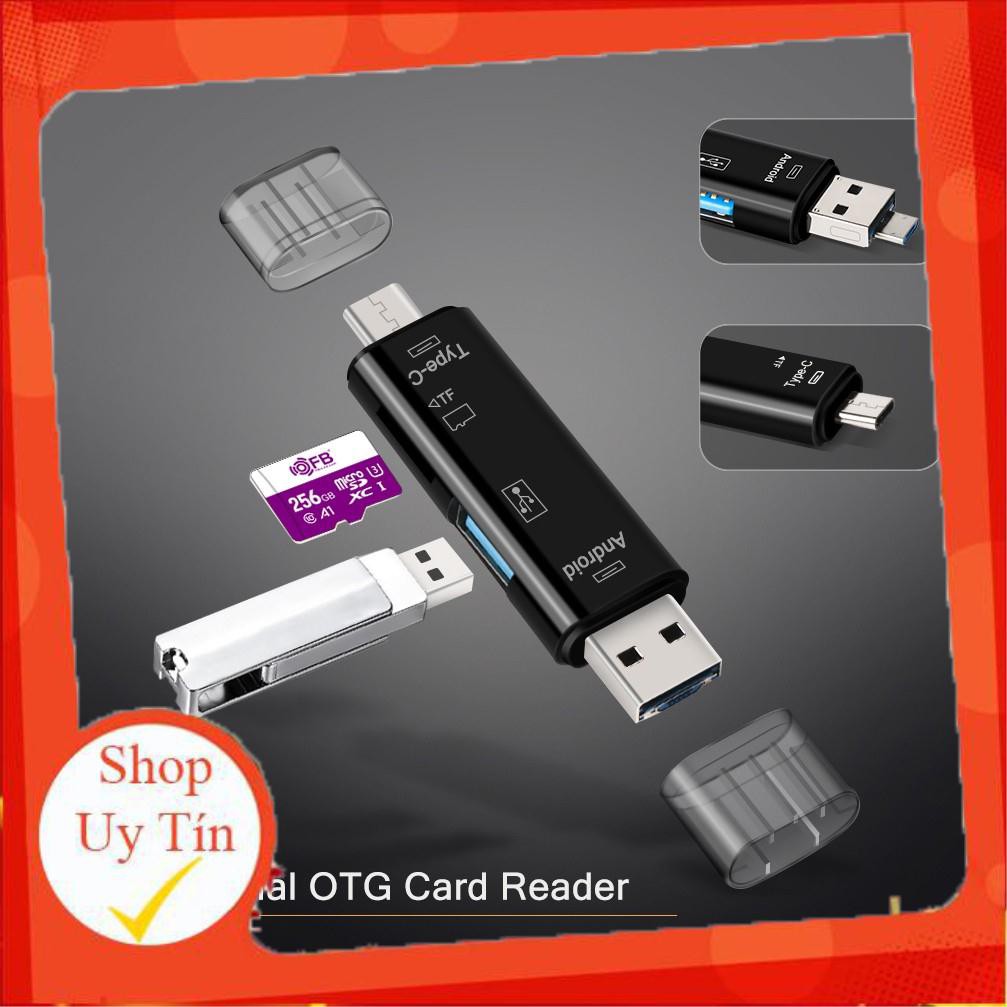 Đầu Đọc Thẻ NHỚ + CỔNG OTG 5in1  DÙNG ĐƯỢC CHO ĐIỆN THOẠI