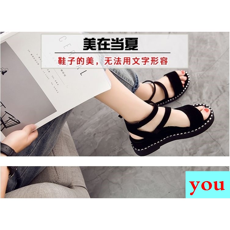 Giày Sandal Mùa Hè Đế Xuồng Dày Dặn Cài Khóa Sau Lưng Phong Cách La Mã Chống Trượt Cho Nữ 22