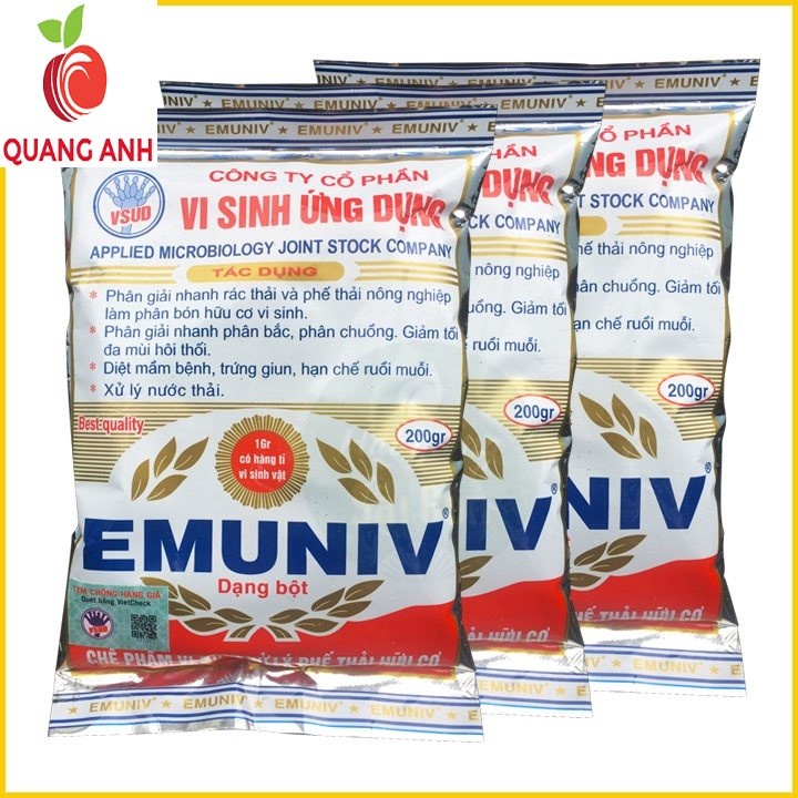 [FreeShip] Combo 3 Gói Chế Phẩm Vi Sinh Xử Lý Phế Thải Hữu Cơ EMUNIV - Gói 200gr