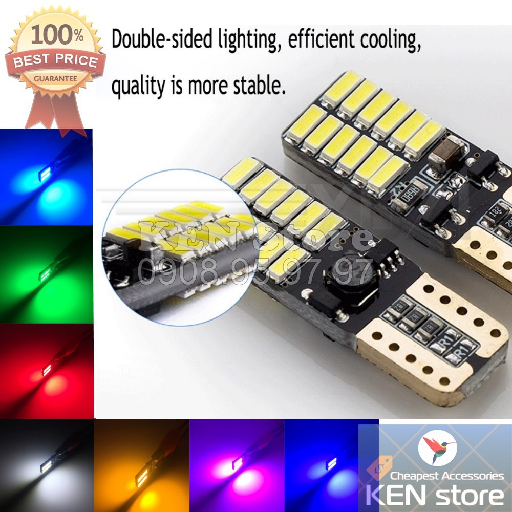 Bóng LED T10 đèn xi nhan, đèn demi 24 chip smd 4014,Smart IC cực sáng