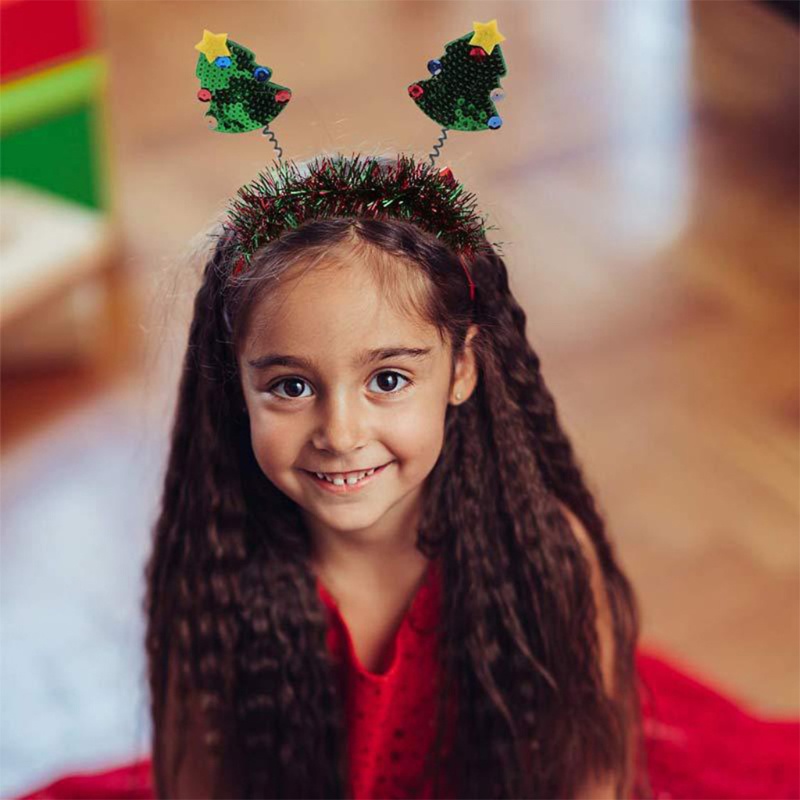 Băng Đô Cài Tóc Hình Cây Thông Noel Đính Kim Sa Lấp Lánh