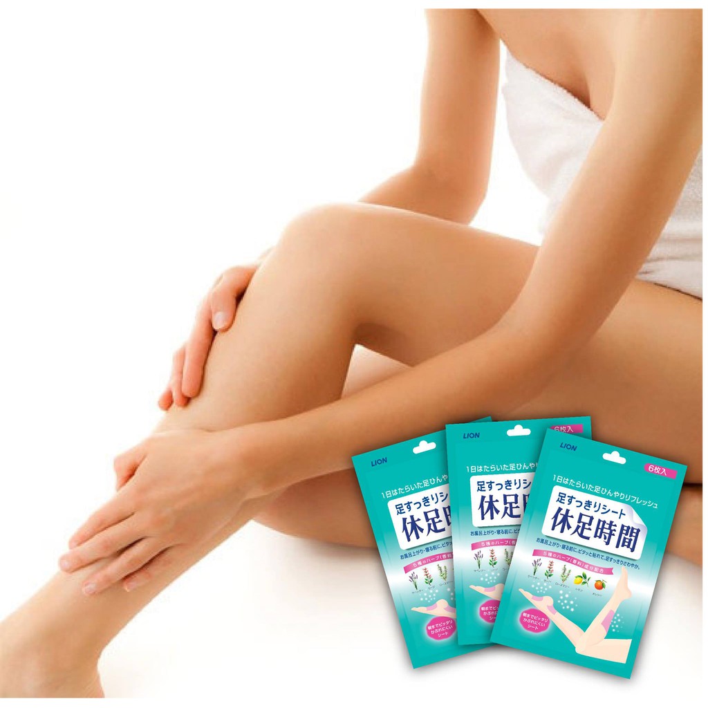 Miếng dán lạnh thảo mộc massage thư giãn chân Lion Kyusoku Jikan Cool Fresh Nhật Bản