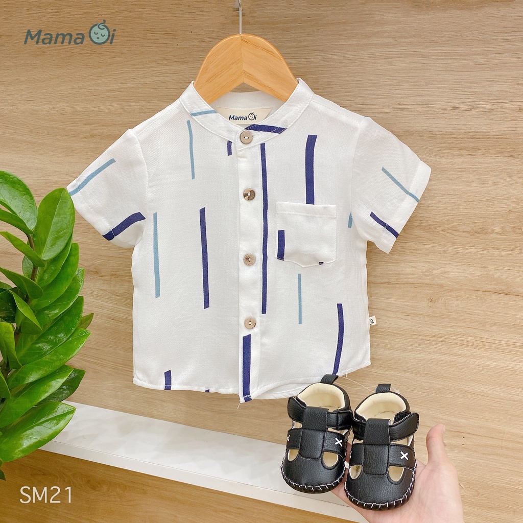 SM21 Áo sơ mi bé trai bé gái 2 màu dễ thương chất vải đũi mềm mịn cho bé từ 0-3 tuổi của Mama Ơi - Thời trang cho bé