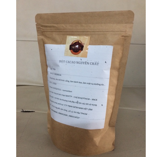 Zip 500gr bột ca cao nguyên chất