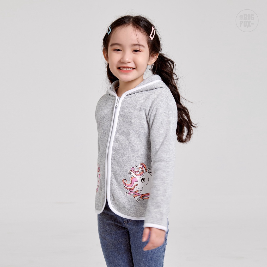Áo khoác trẻ em BIGFOX - MISS MEOW thu đông, áo hoodie cho bé gái dài tay có mũ size đại in Ngựa Unicorn 11 – 38 kg