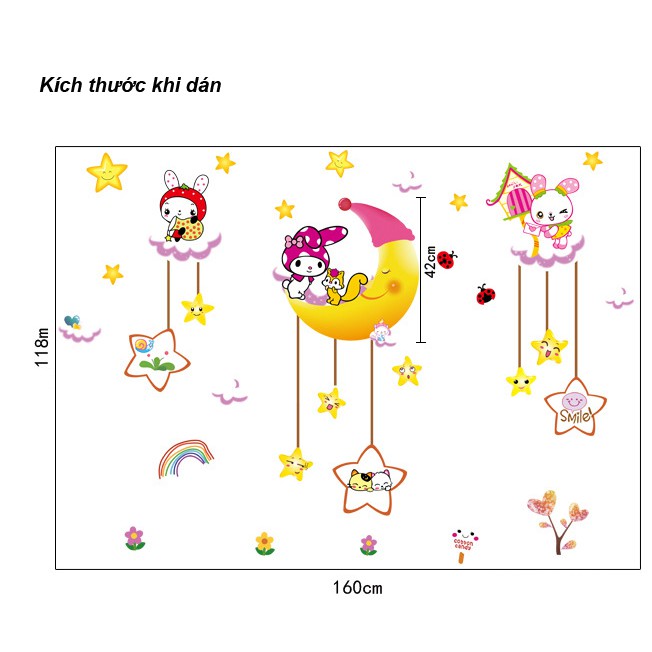 Decal dán tường Thỏ trăng | BigBuy360 - bigbuy360.vn