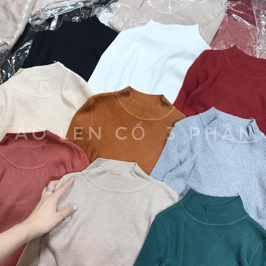 Áo Len Cổ 3p Body Nữ [FREESHIP] 🌸 Áo thun tăm dáng ôm dài tay nhiều màu kiểu dáng basic Ulzzang QC SIÊU HOT 🌸  ྇