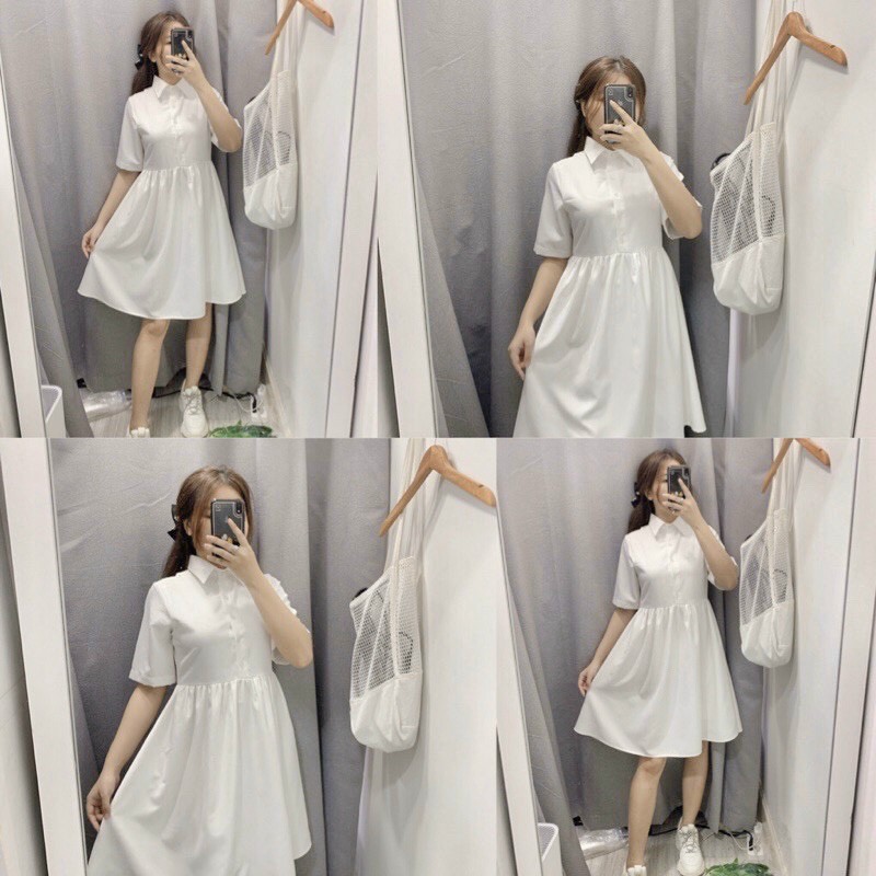 [NNY CLOTHING] VÁY BABYDOLL SƠ MI XÒE TRẮNG CÓ LÓT DOM DRESS - V008