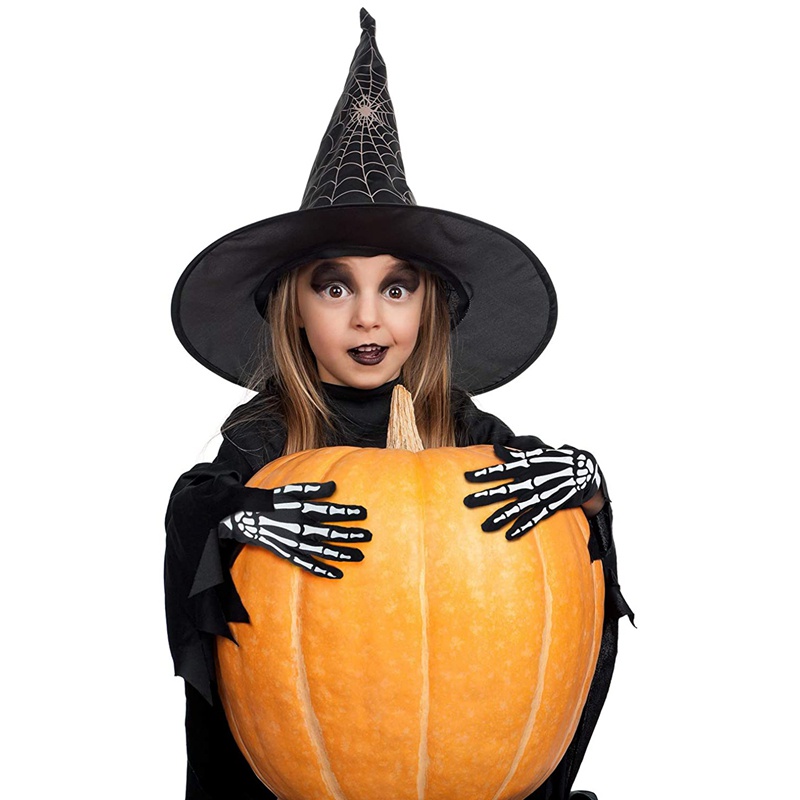 Set 2 Đôi Găng Tay Dài Hình Bộ Xương Halloween Cho Người Lớn Và Trẻ Em