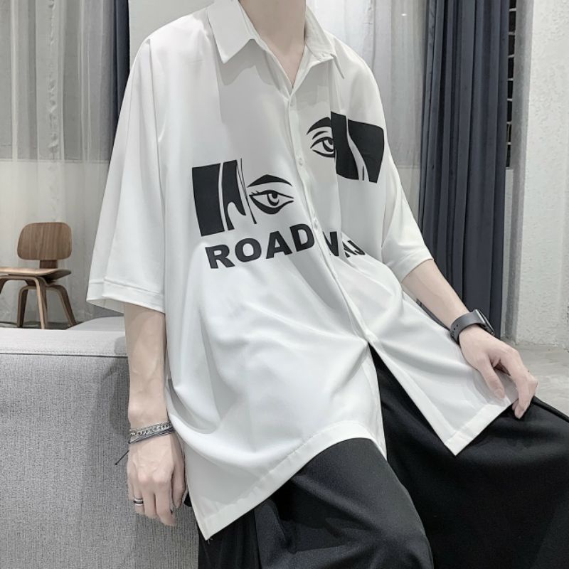 Áo Sơ Mi Tay Ngắn Unisex Cổ Bẻ Phong Cách Hàn Quốc Freesize