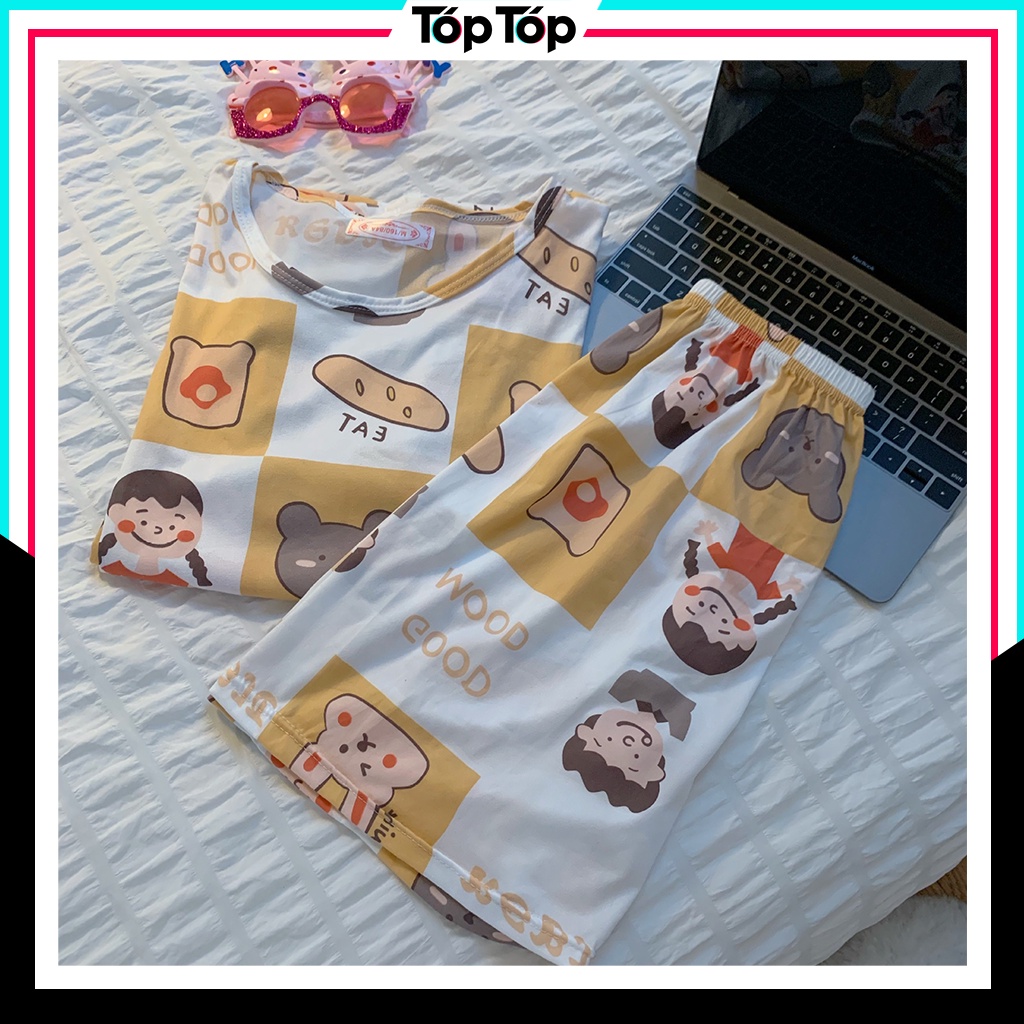 Đồ ngủ nữ cute tay ngắn chất cotton thun cao cấp mặc nhà dễ thương BCC01