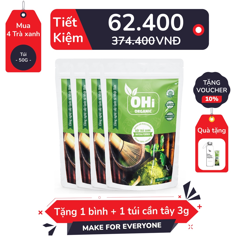 Bột matcha trà xanh, bột làm bánh, đắp mặt, từ 100% trà xanh nguyên chất