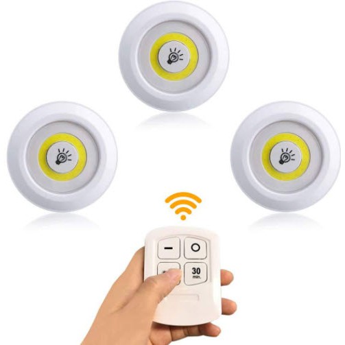 BỘ 3 ĐÈN LED DÁN TƯỜNG/GẮN TƯỜNG NHỎ GỌN, KÈM 1 ĐIỀU KHIỂN TỪ XA, GẮN CẦU THANG, PHÒNG BẾP, PHÒNG NGỦ, TỦ SÁCH, TỦ TRANG