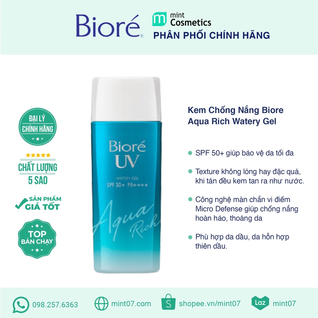 Kem Chống Nắng Biore Aqua Rich Watery Gel 90ml