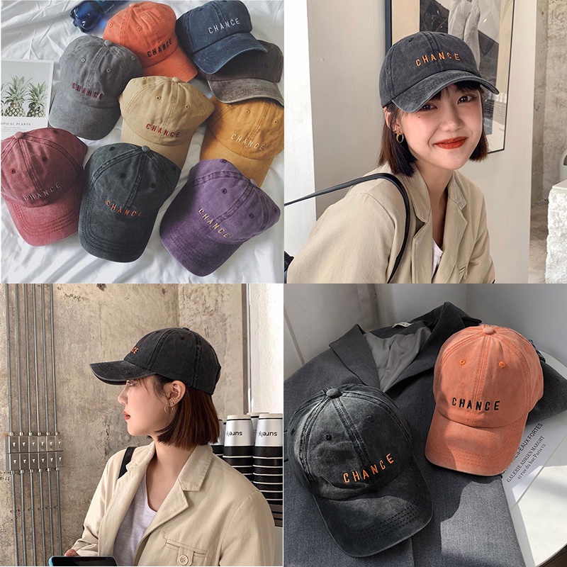 Mũ lưỡi trai denim thêu chữ phong cách Hàn Quốc