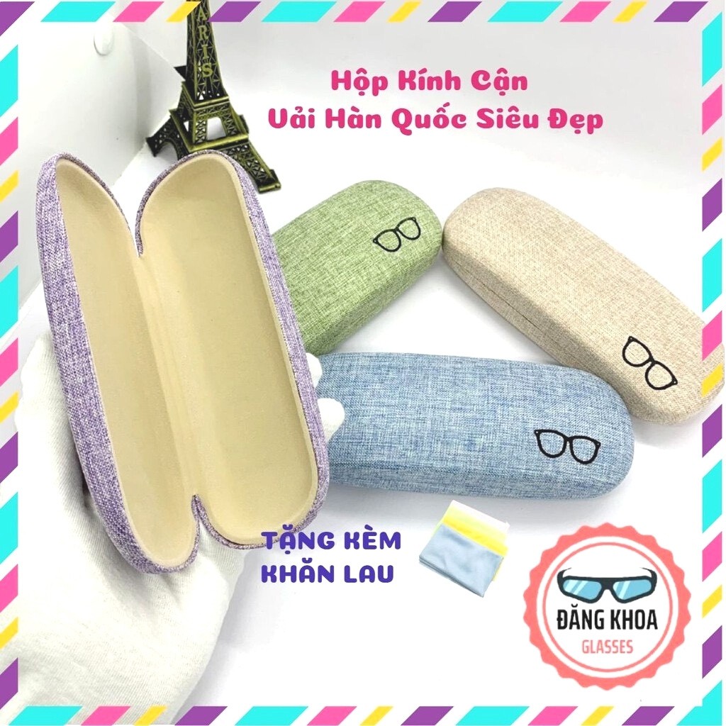 Hộp Kính Cận⚡️SIÊU ĐẸP⚡️ Hộp Đựng Mắt Kính Vải Hàn Quốc Xinh Xắn 4 Màu Vô Cùng Dễ Thương -  [Tặng Khăn Lau]