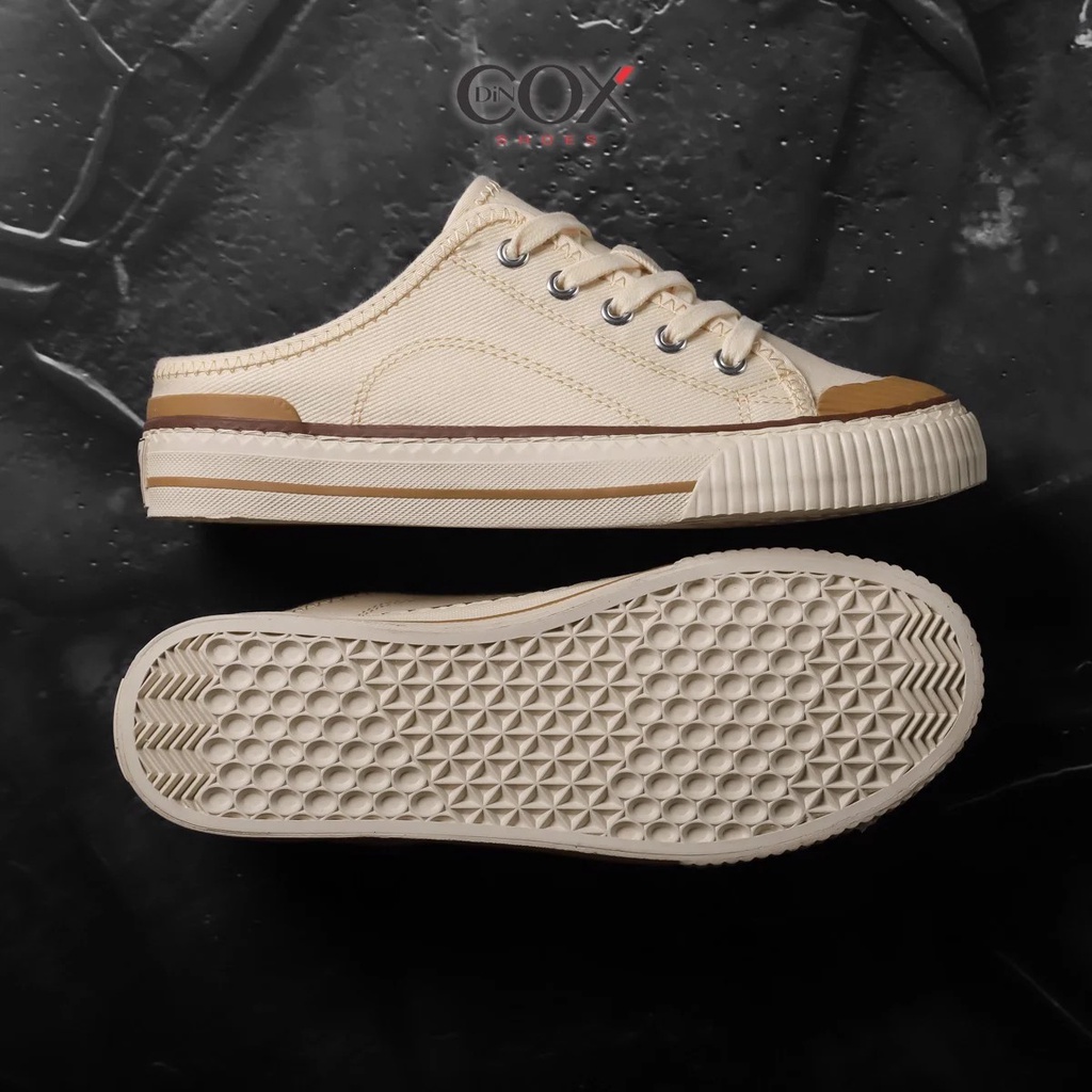 Giày Sục Đạp Gót Mules Vải Unisex DINCOX E10 WHITE