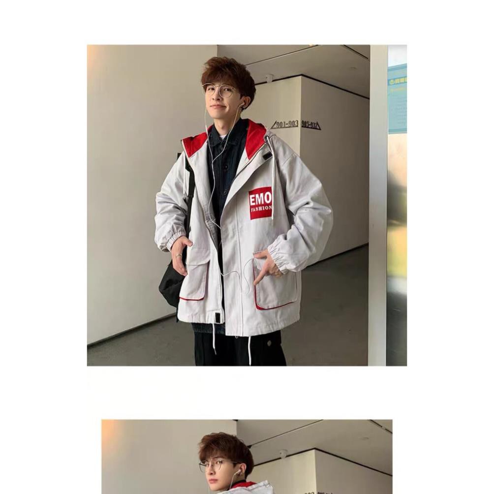 Áo Khoác Ấm Kaki Nam Có Mũ Form Rộng EMO, Áo Khoác Túi Hộp Nam Nữ Cao Cấp | BigBuy360 - bigbuy360.vn