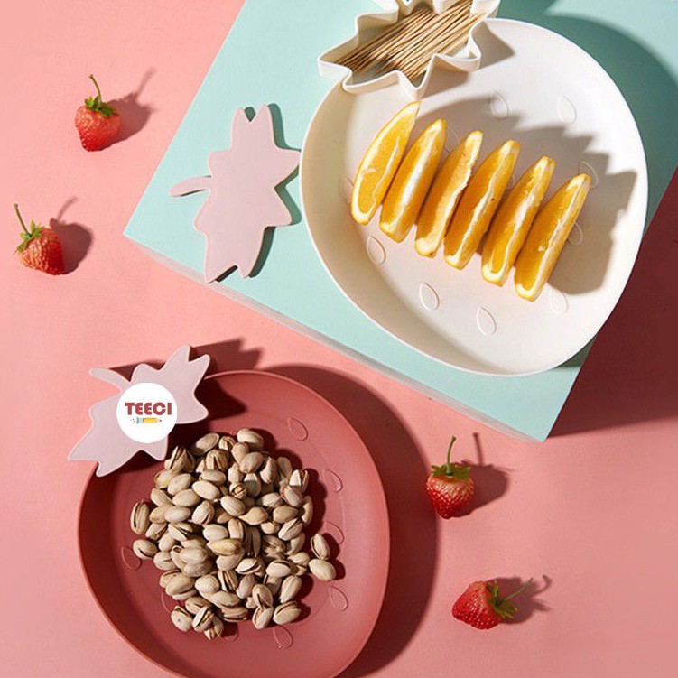 Đĩa Đồ Ăn Vặt Ăn Dặm Đựng Hoa Quả Hình Dâu Tây Siêu Cute U101