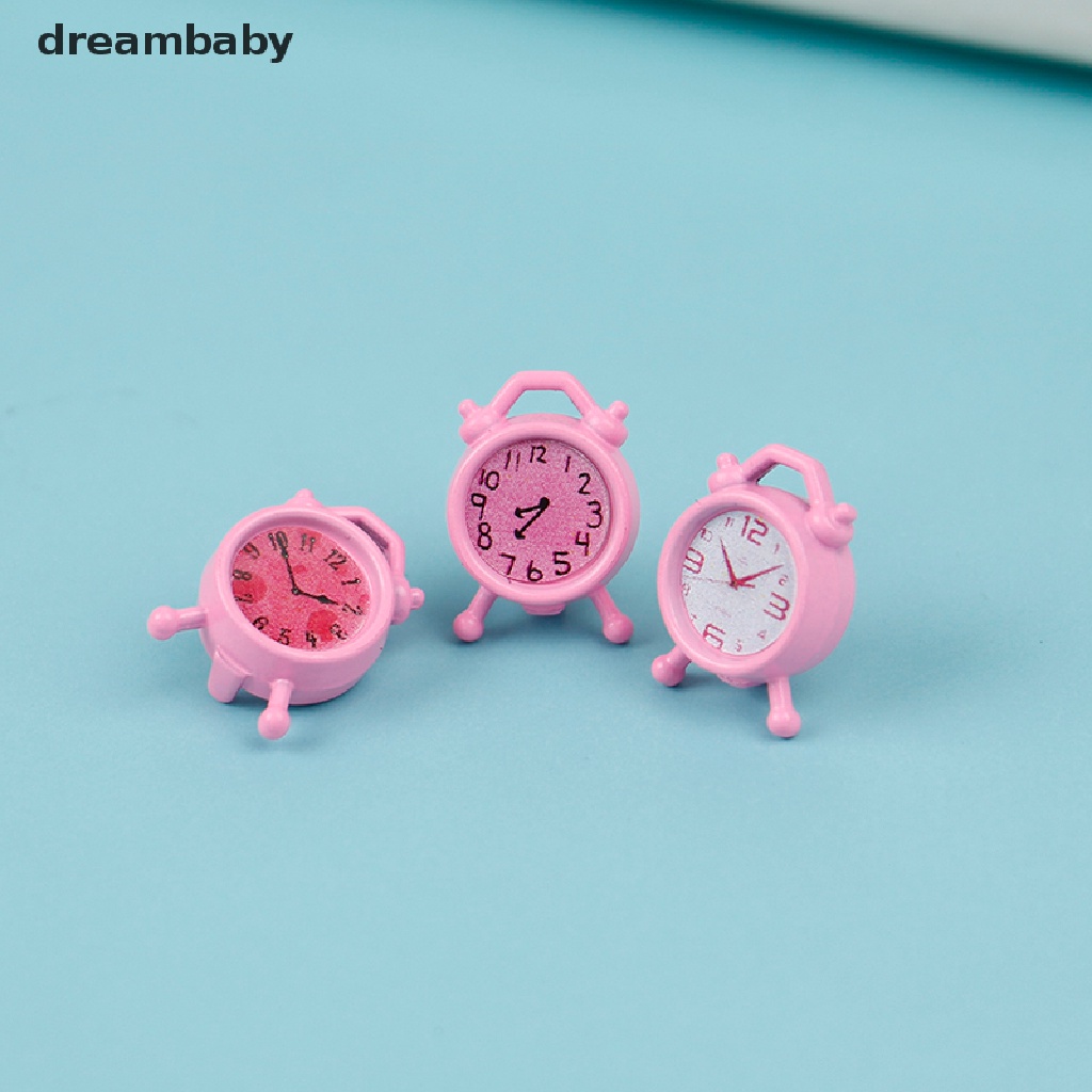 Đồng Hồ Báo Thức Mini Màu Hồng Tỉ Lệ 1: 12 Trang Trí Nhà Búp Bê