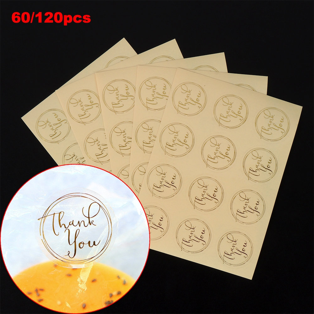 Set 60 / 120 Nhãn Dán In Chữ Thank You Trang Trí