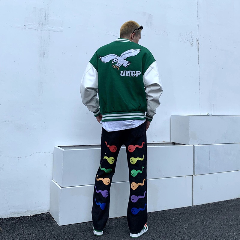 Áo Khoác Bóng Chày Thêu Hình Đại Bàng Phong Cách Hip Hop Cho Nam