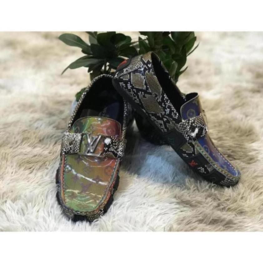 GIÀY LƯỜI NAM LV Da Bò 100% Cực Phong Cách - Bắt Mắt - Đế Cao Su Cực Êm Chân - Dells Store -pi9
