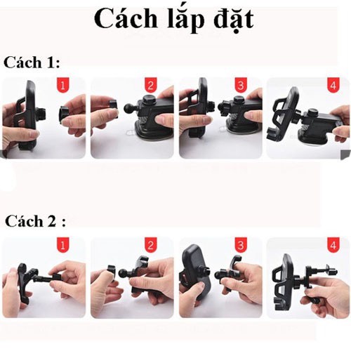 Giá đỡ điện thoại 3 trong 1 trên ô tô xe hơi gắn taplo và kính - Kẹp điện thoại ô tô xoay 360 độ thông minh