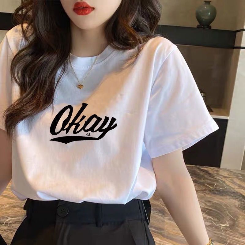 Áo thun ngắn tay dáng rộng phong cách Hàn Quốc cho nữ