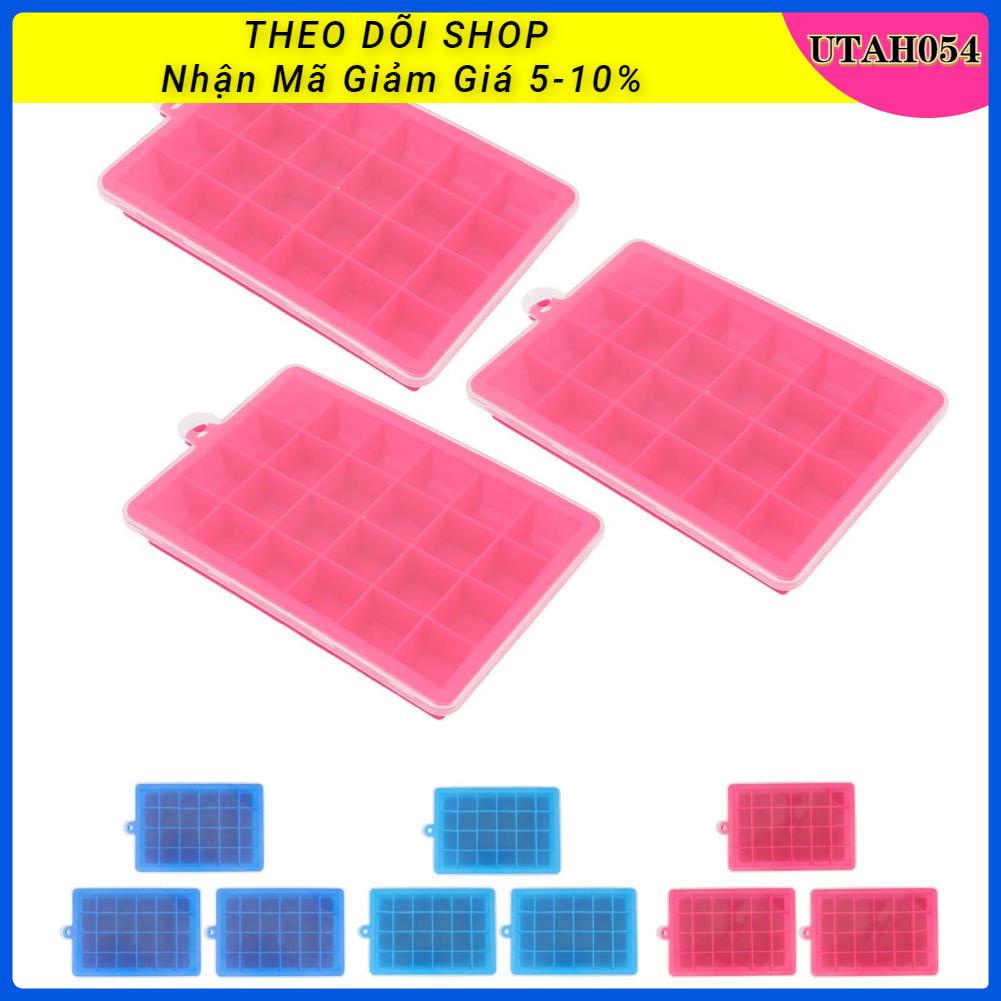 Utah054 Khay đá 3 cái có thể tái sử dụng 24 lưới Khuôn làm nắp tháo rời Dễ dàng khuôn Máy bằng silicon cho rượu Whisky
