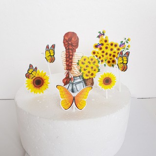 Thẻ cắm cô gái hoa hướng dương