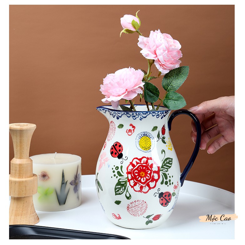 Bình trà, bình rót sữa đa năng 950ml phong cách vintage - Lọ hoa decor phụ kiện bàn ăn tiện dụng